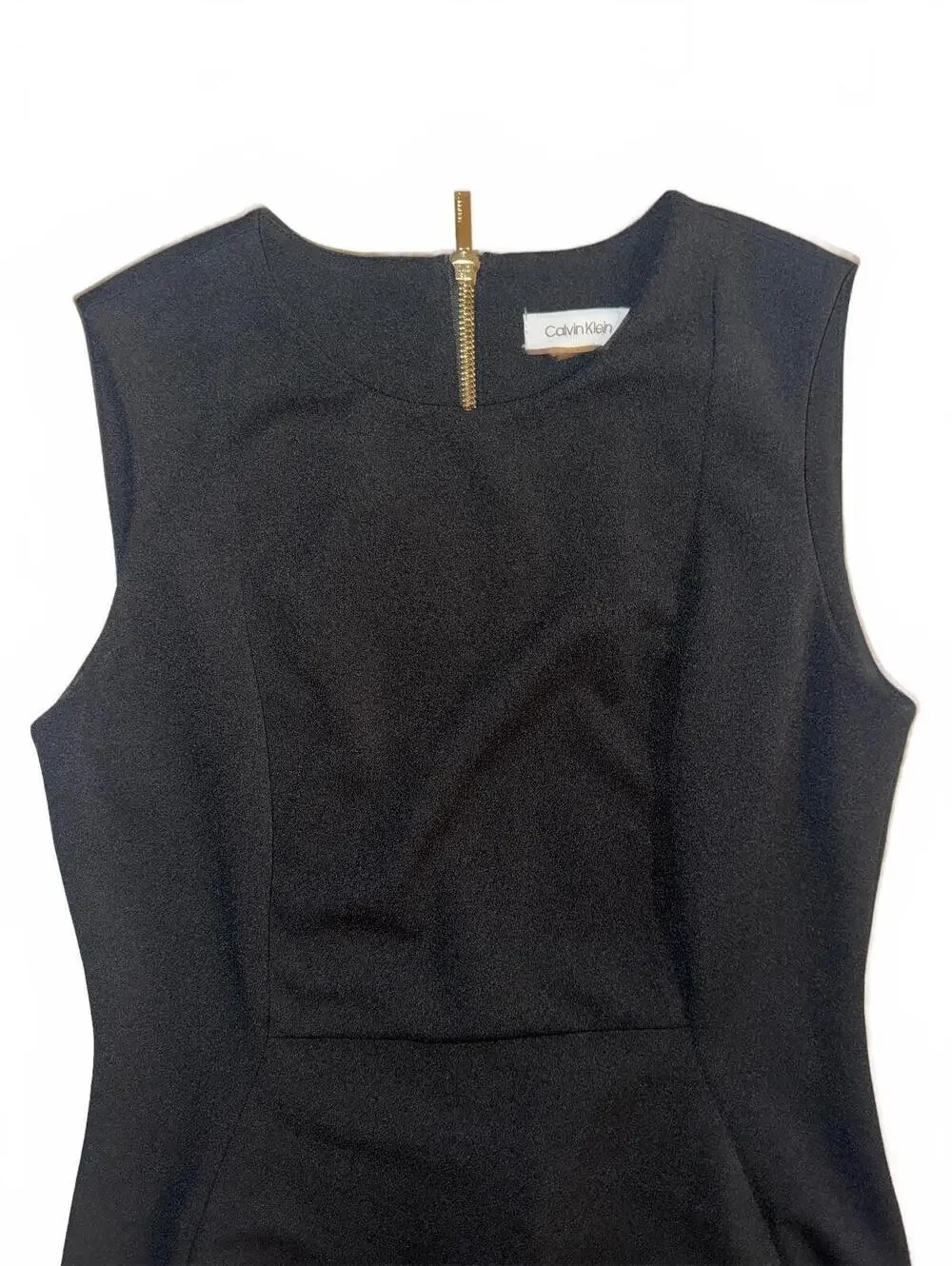 Women’s Calvin Klein black body contour sleeveless midi dress size 8